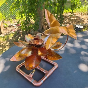 Copper Water Lily Bird Bath Fountain: Dragonfly, Hummingbird, or Butterfly image 6