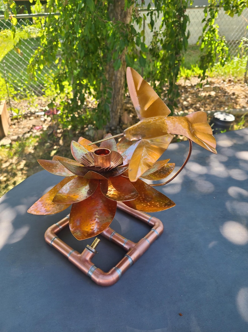 Copper Water Lily Bird Bath Fountain: Dragonfly, Hummingbird, or Butterfly image 6
