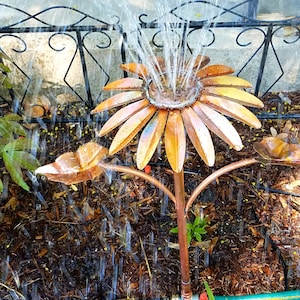 2ft tall Copper Flower sprinkler upward spray/yard art