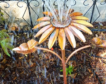 2ft tall Copper Flower sprinkler upward spray/yard art