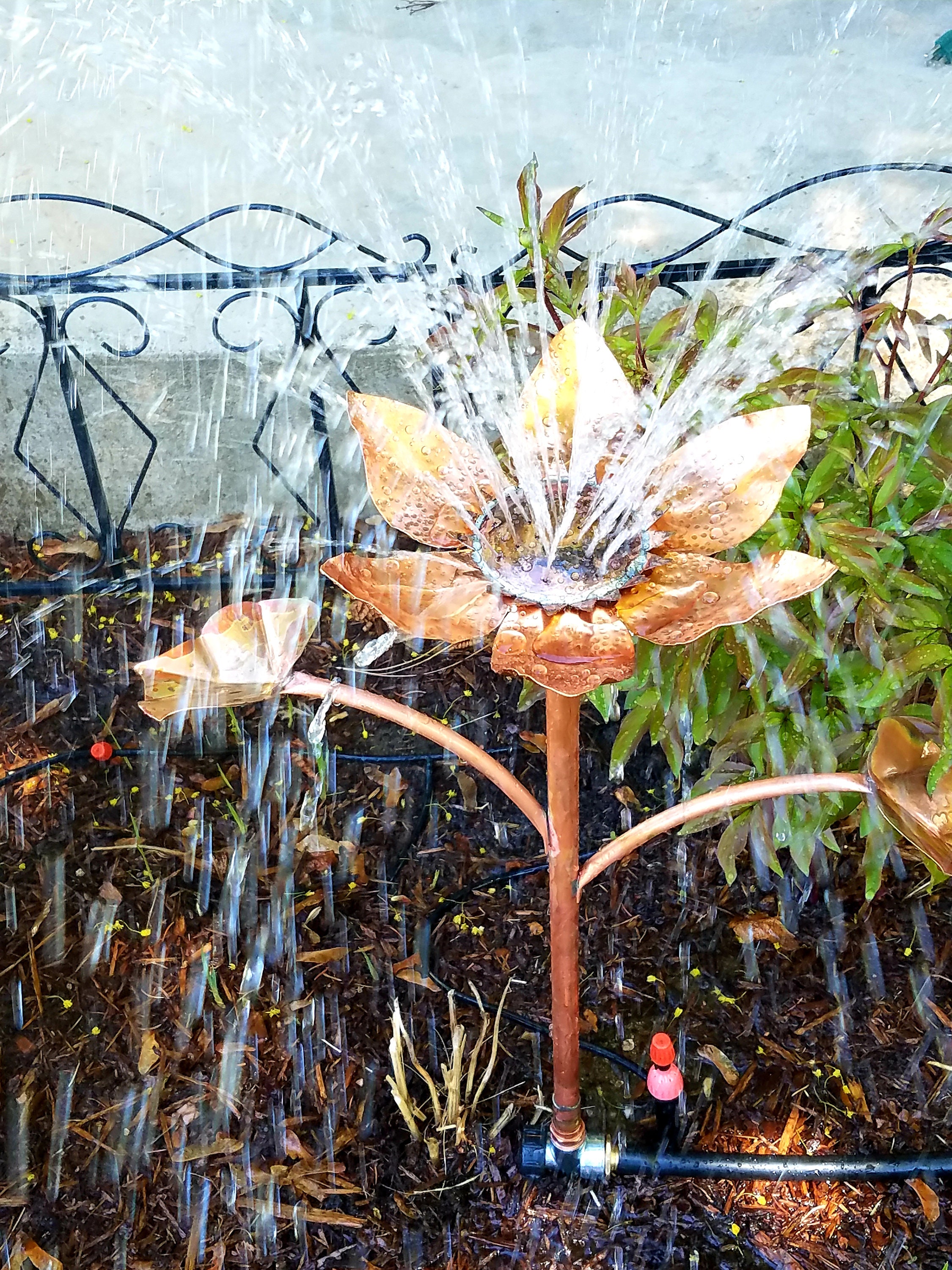 2ft Tall Copper Flower Sprinkler Upward Spray/yard Art | Etsy