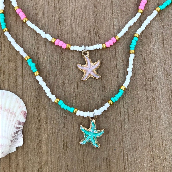 Starfish Beaded Anklet/ Starfish Anklet/ Beach Jewelry/ Summer Jewelry/ Gifts for Women/ Friendship Anklet/ Surf Anklet
