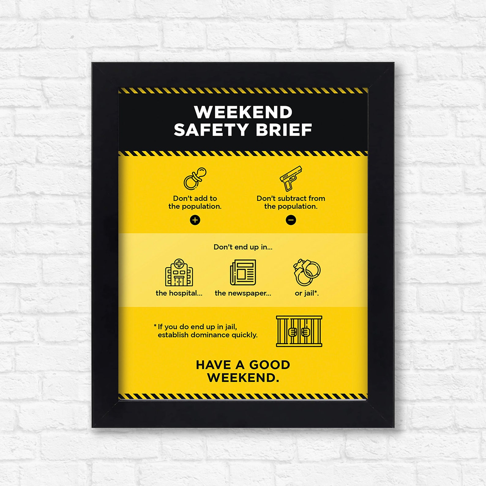 Weekend Safety Brief Printable Decor Poster / Funny Comedic Etsy