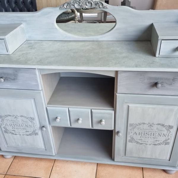 Frisierkommode Schminktisch mit Spiegel Shabby Vintage Brocante Landhaus Cottage