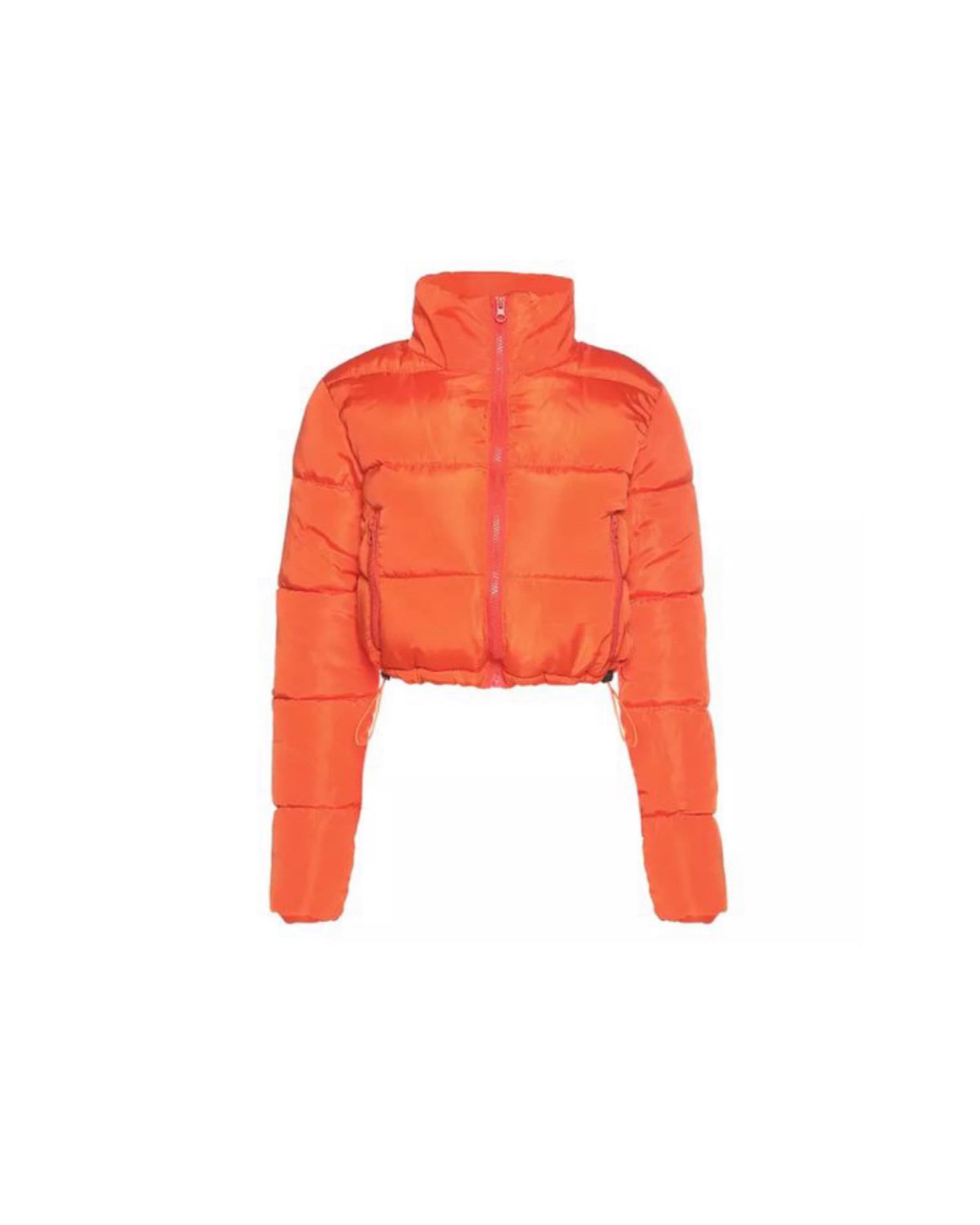 Orange Cropped Puffer Jacket Etsy