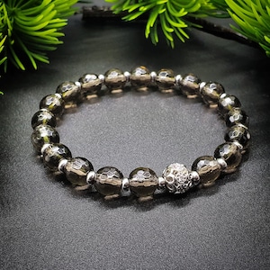 Smoky Quartz Bracelet for Women, Natural Gemstone, Silver Pendant, Crystal Healing Bracelet, Smoky Quartz Jewelry , Unique Gift for Her