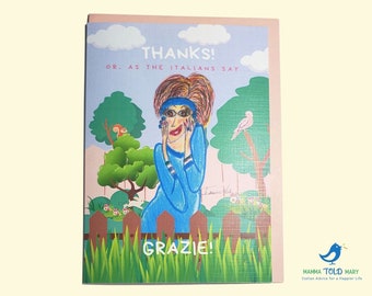 Italian & English Greeting Card | Grazie | Thank You Greeting Card - "THANKS! / GRAZIE MILLE!"