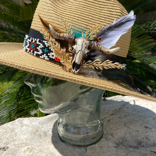 Longhorn Gift, Steer Skull, Feather for Hat, Western Hat, Cowboy Hat, Cowgirl Hat, Gift for Texan, Hat Feather, Rodeo Fashion, Hat Feather