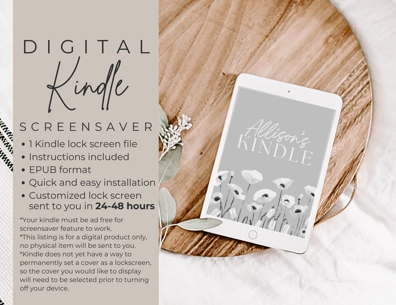 CUSTOM Kindle Lock Screen, Full Screen Kindle Screensaver, Kindle Cover