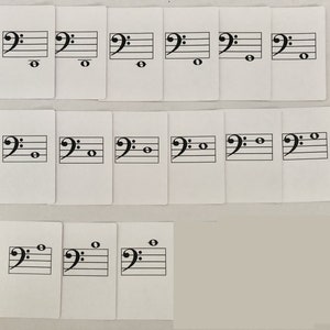 Dubbelzijdige hoge- en bassleutelnoten, pianotoetsenbord Flashcards (DIGITAAL PDF-BESTAND)