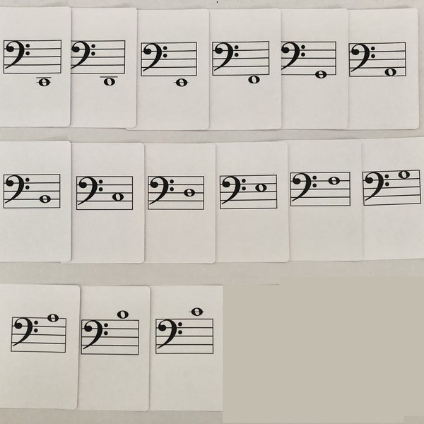 Double Sided Treble and Bass Clef Notes, piano keyboard Flashcards (DIGITAL PDF FILE)