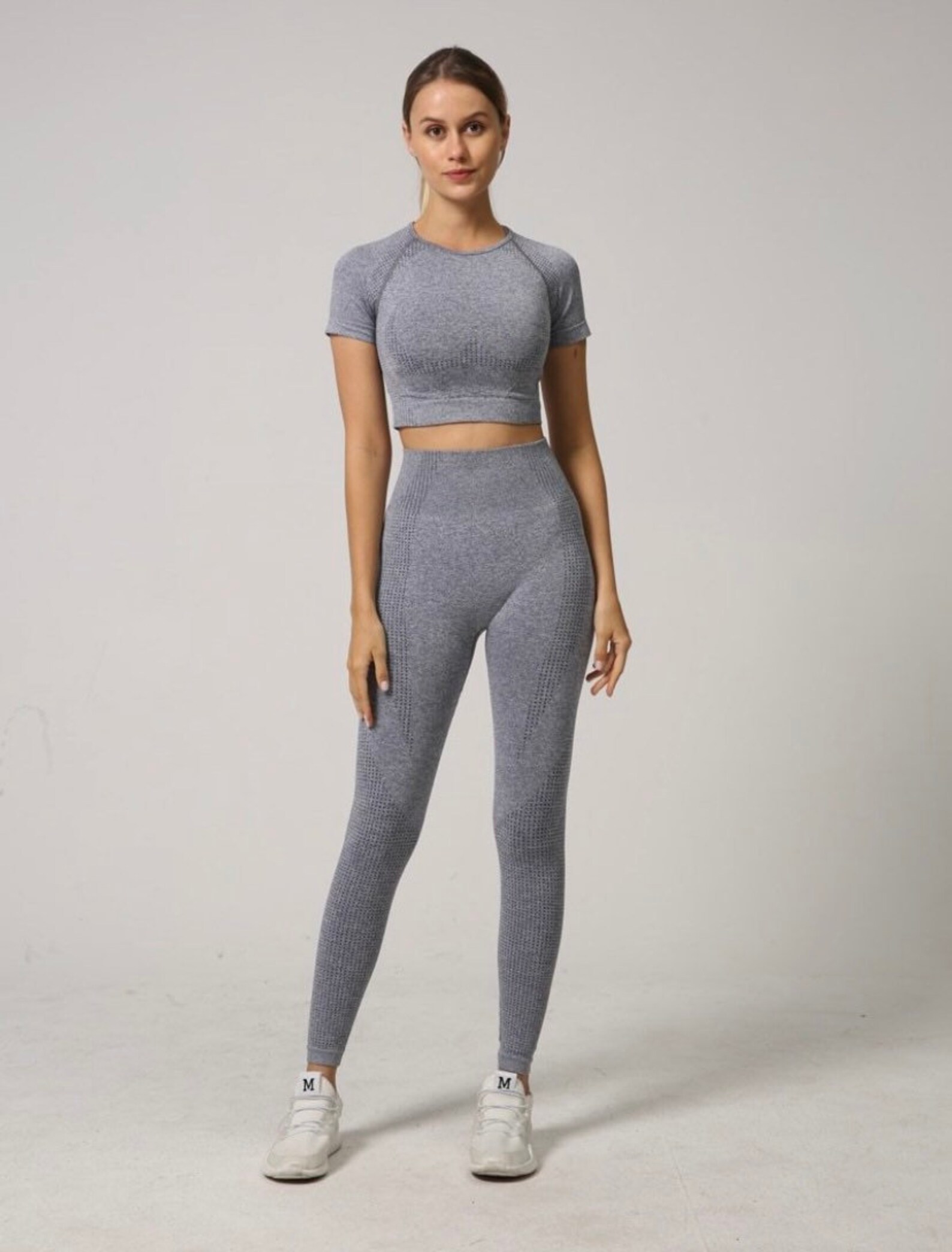 2 PCS Set Seamless Sleeve Crop Top Leggings Etsy