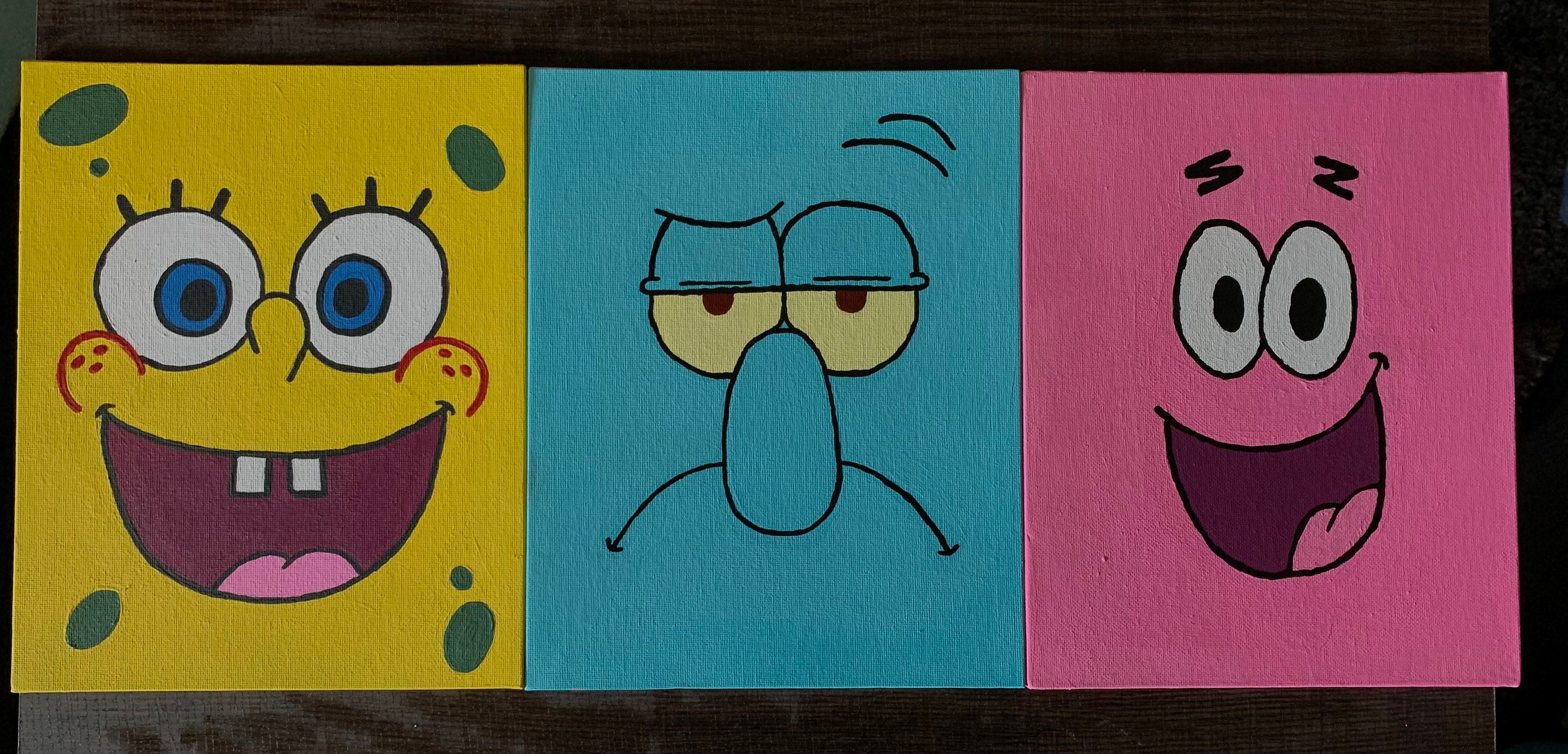 Spongebob Squidward & Patrick Paintings | Etsy