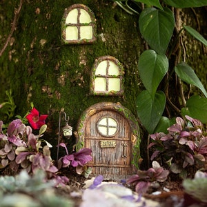 Fairy Door and Windows for Trees – Glow in The Dark - outdoor decor- Fairy Tree Door - fairy garden- birthday gift for girl