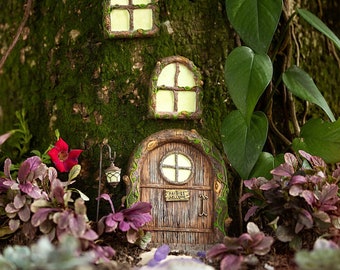 Fairy Door and Windows for Trees – Glow in The Dark - outdoor decor- Fairy Tree Door - fairy garden- birthday gift for girl