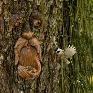 Tree Faces Garden Decor –Tree Hugger Bird Feeder– Yard Art– gift for dad- tree decorations outdoor- Garden Sculpture- Magical face for tree