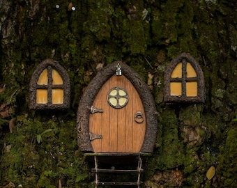 Fairy Door and Windows for Trees Glow in The Dark - Fairy Tree Door- fairy garden- Fairy house - Fairy door for trees- gnome door