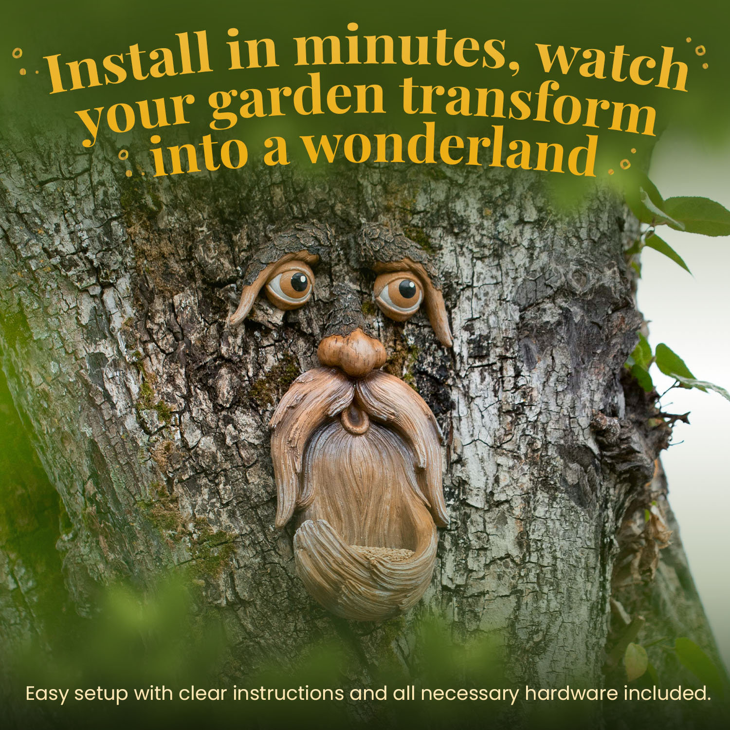 Tree Faces Garden Decor –Tree Hugger Bird Feeder– Yard Art– gift for dad- tree decorations outdoor- Garden Sculpture- Magical face for tree
