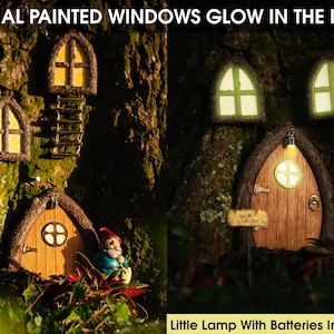 Fairy Door and Windows for Trees Glow in The Dark Fairy Tree Door fairy garden Fairy house Fairy door for trees gnome door image 5