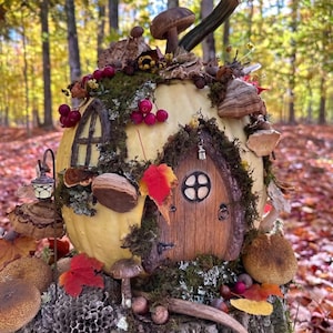 Fairy door with light and windows - Fairy garden accesories- Whimsical decor- Gnome door - Fairy decor- Fairy house