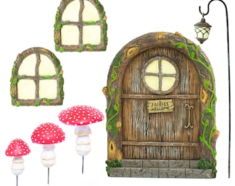 Fairy Door and Windows for Trees and Mushrooms Glow in The Dark - Fairy garden accesories- Whimsical decor- Gnome house- Fairy House