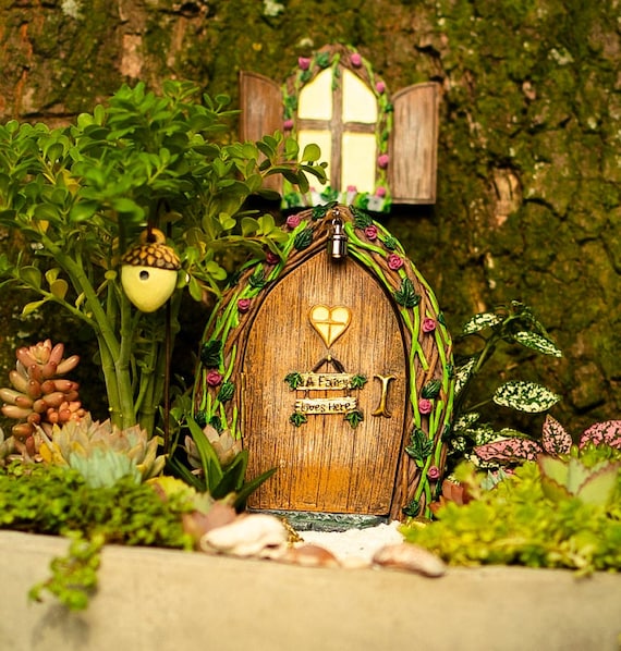 Opening Fairy Door and Windows for Trees – Glow in The Dark - Super Cute gift idea- Fairy garden accesories- Whimsical decor- Outdoor decor