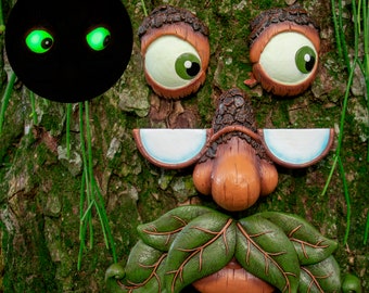 Tree Faces – Tree Hugger Yard Art Garden Decoration –Unique Glow in the Dark Tree Face for outdoorsrs and Indoors – Old Man Tree Art