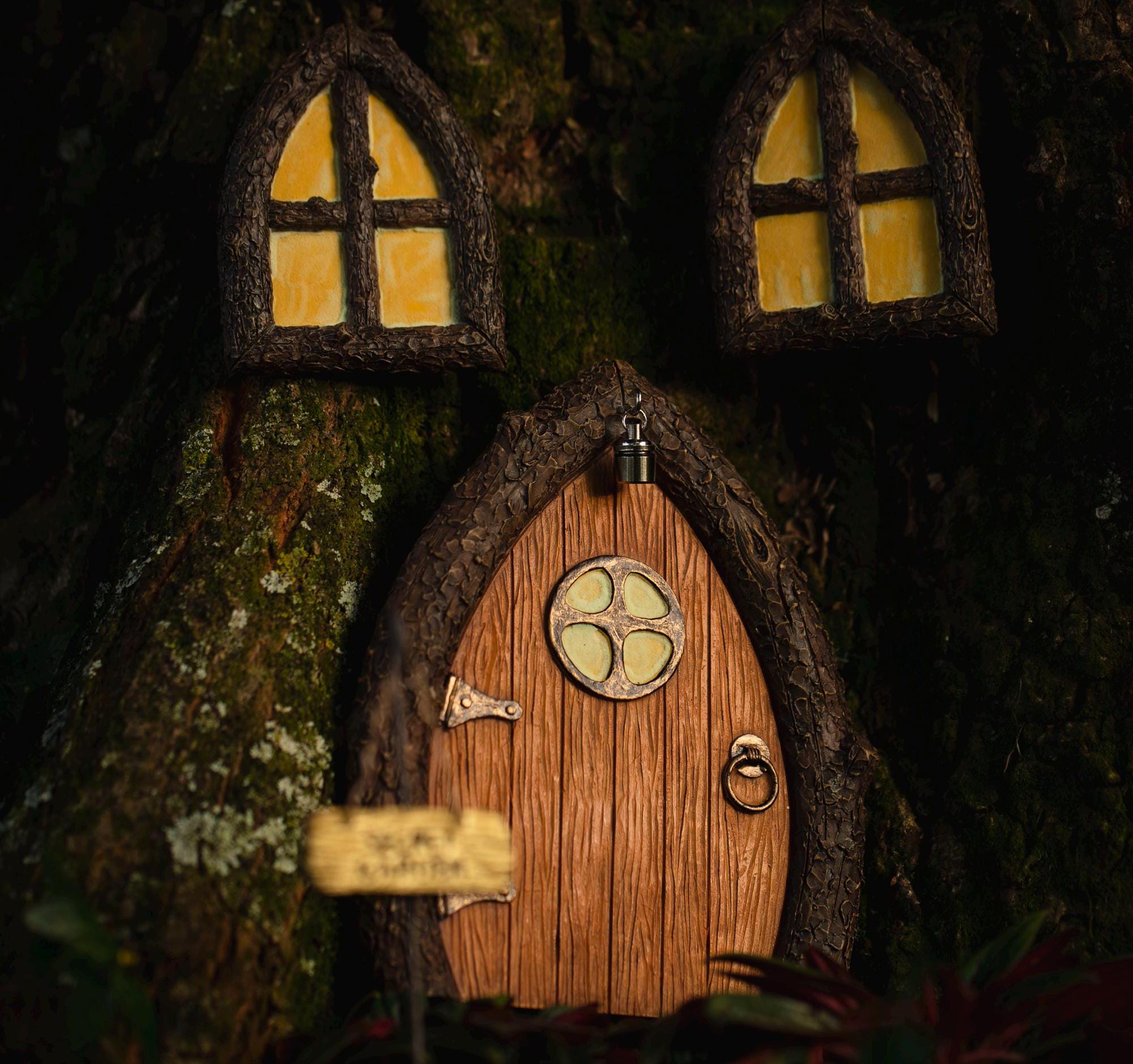 Fairy Door and Windows for Trees Glow in The Dark - Fairy Tree Door- fairy garden- Fairy house - Fairy door for trees- gnome door