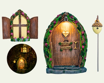 Apertura de puerta de hadas para árboles con luz - Accesorios de jardín de hadas- Decoración caprichosa- Decoración de hadas- Jardín de hadas - puerta de gnomo- casa de hadas