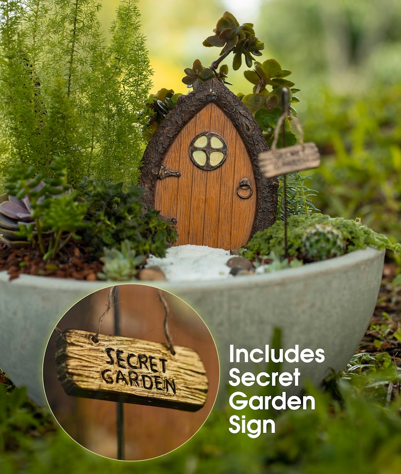 Fairy Door and Windows for Trees Glow in The Dark Fairy Tree Door fairy garden Fairy house Fairy door for trees gnome door image 4