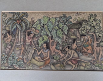 Vintage ink Gouache on paper Ubud School 1960s