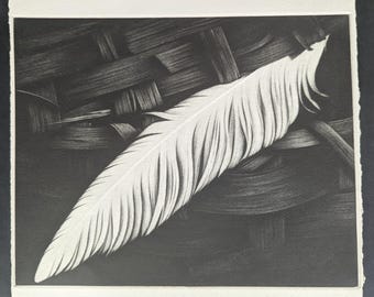 Etching on paper "Feather"
