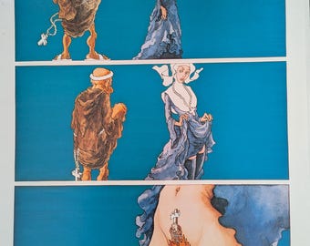 André-François Barbe - Rare Poster - 1982 Vintage Satirical Catholic Art