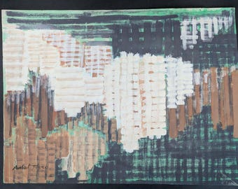 Antal Birò, Abstract Composition, Oil on Paper, 1960s