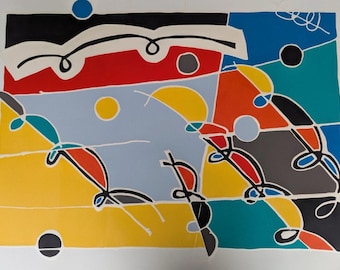 Harvey Daniels Lithograph "Coral And Red" Signed Numbered