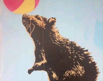 T.Wat, "Beach Rat", Original spray paint stencil on cardboard