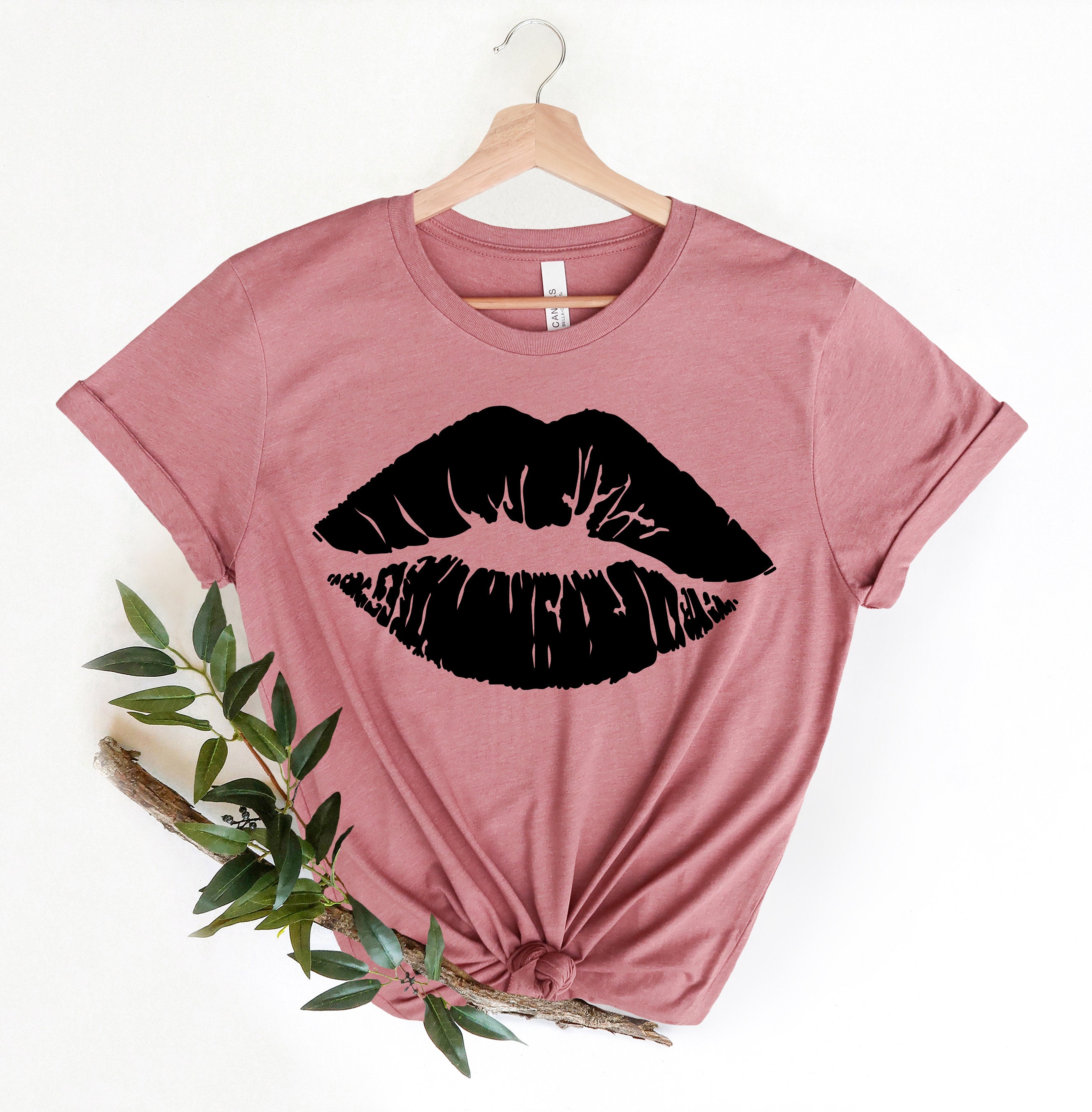 Lips Kiss Shirt Red Lips Kiss Lips Shirt Valentines Day Etsy