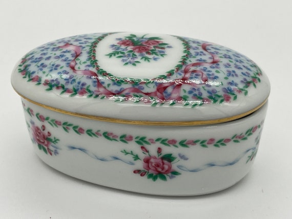 Vintage Otagiri Tavistock Porcelain Oval Trinket … - image 3