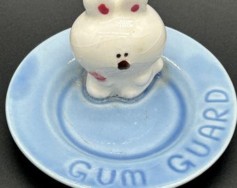 Vintage Gum Guard Saver halter Papel Japan Weiß Keramik Häschen Kitsch