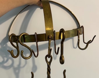 Vintage Brass Pot Hanger Half Circle Large 12.5"