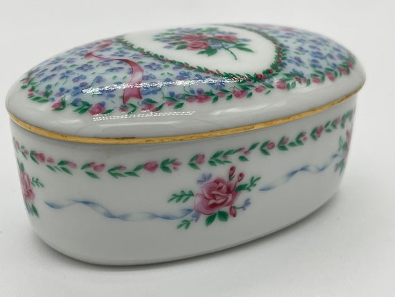 Vintage Otagiri Tavistock Porcelain Oval Trinket … - image 2