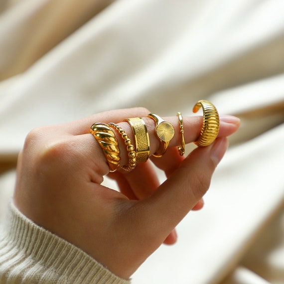 Elegant 18k Yellow Gold Plated Rings Women Cubic Zirconia Wedding Rings Sz  6-10 | eBay