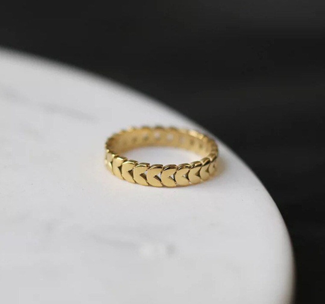 18K Gold Plated Ring Olive Stacked Ring, Bold Gold Ring, Stacking Ring ...