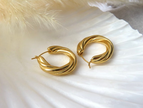 Small twisted hoop deals earrings