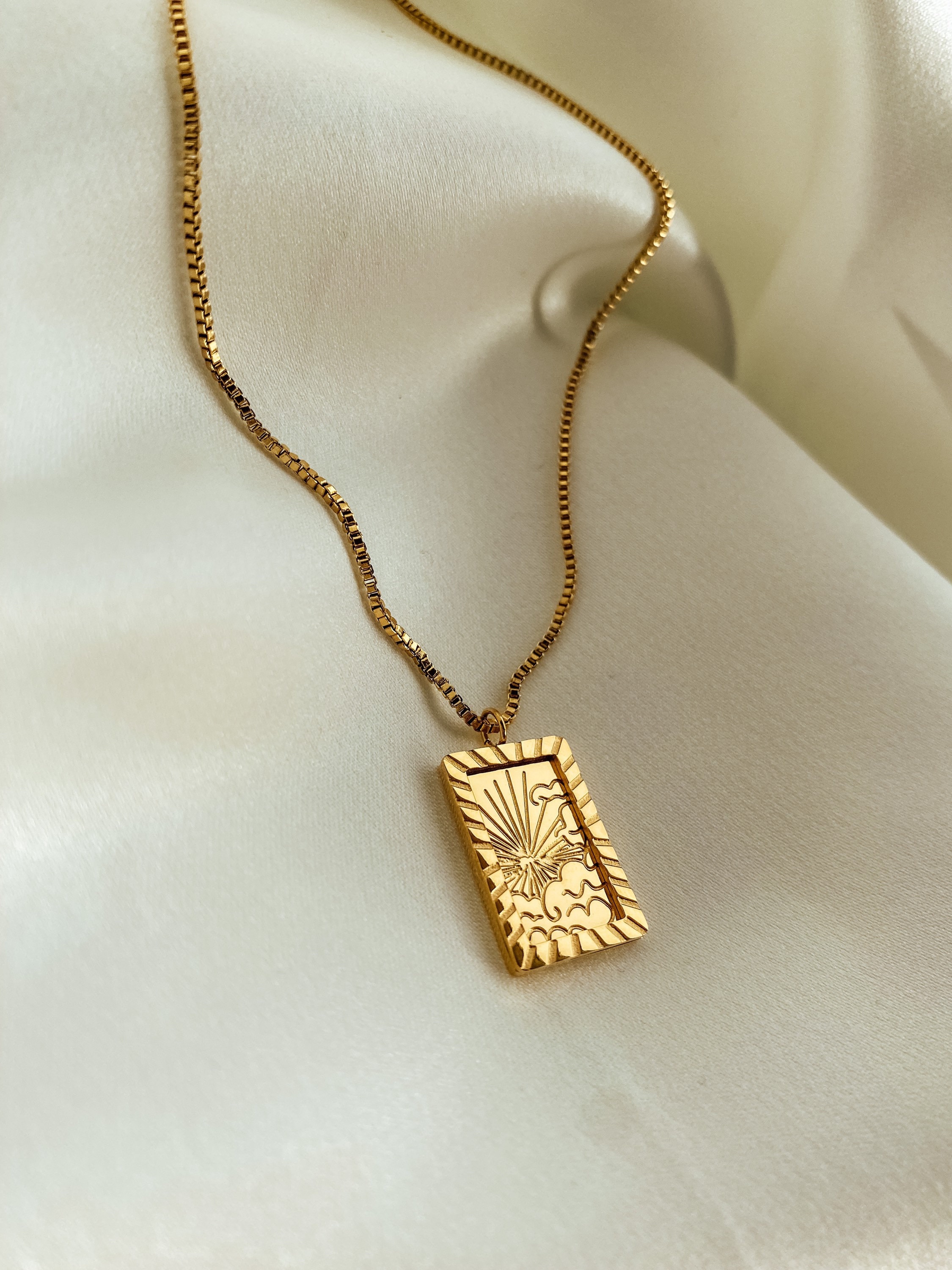 Buy Gold Pendant Necklace Square Pendant Necklace Chain 18k Gold