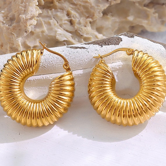Bianca 18K Gold Plated Stainless Steel Hoop Earring - Tarnish Free Jew