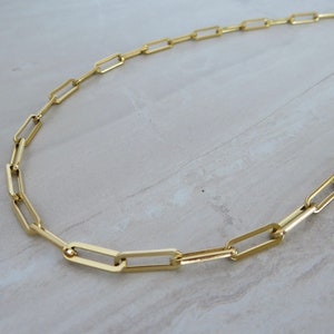 Paperclip Chain Link Necklace | 18k Gold Plated Chain Necklace | Layering Necklace | PVD Plated | Stacking Necklace| Christmas Gift for her
