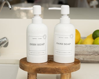 16 oz  Glass Porcelain Bottle | Hand Soap Dish Soap Labels Soap Dispenser | Free Shipping | High Quality Labels | Waterproof Vinyl