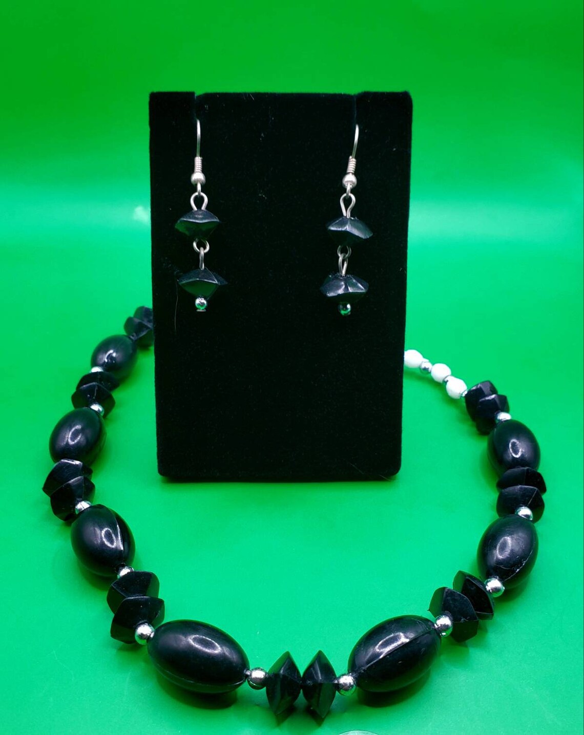 Necklace and Earrings Set Black Etsy