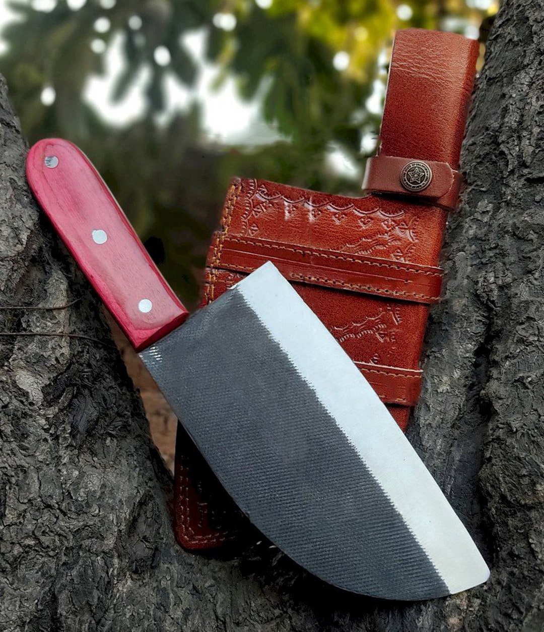 Handmade Damascus Chef Knife Big Chopper With Rosewood Handle 